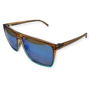 Neven Doc Robins Melby Sunglasses Polarized Blue Reflective Lenses Brown Frames
